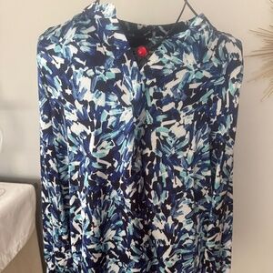 Anne Klein blue flower blouse